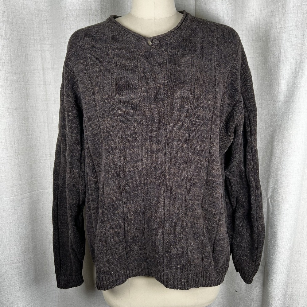 Vintage Tommy Bahama Men's XL Brown Pullover Knit Sweater Wool Silk Cotton Blend